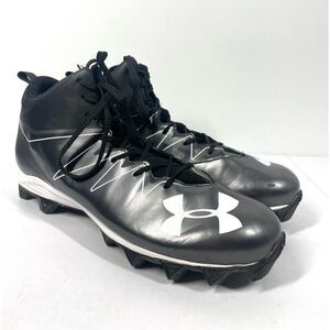Under Armour Hammer Mid RM Football Cleats ~ Black ~ Men Size 12